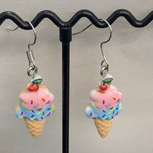 Ice Cream Earring, Funny Food Earring, Gift Idea, Ice Cream Cone Earring